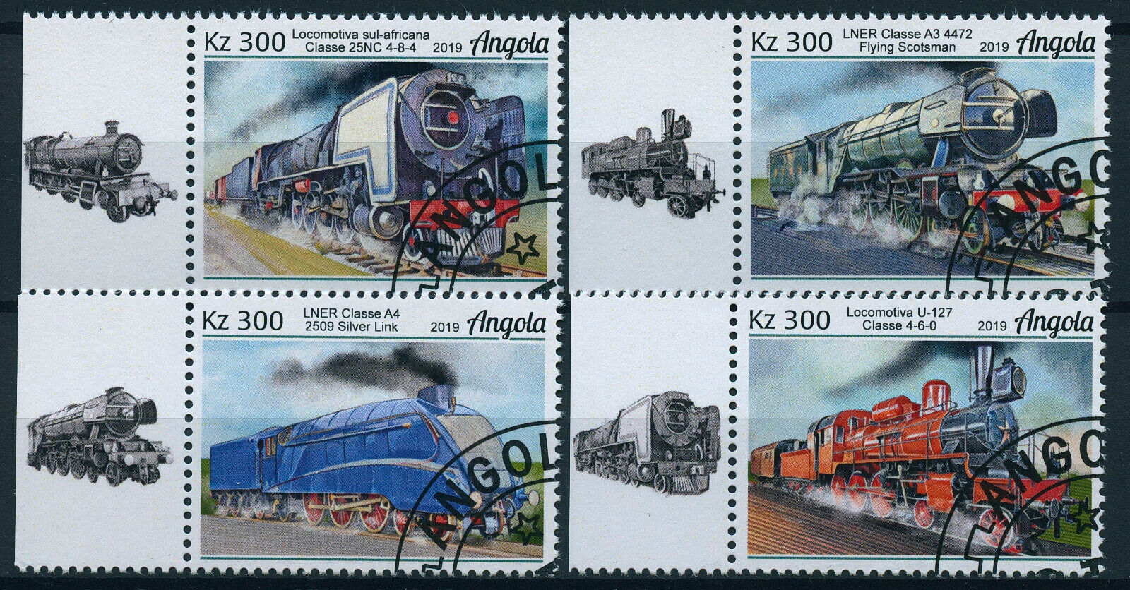 Angola 2019 CTO Steam Trains Stamps Locomotives Flying Scotsman Railways 4v Set