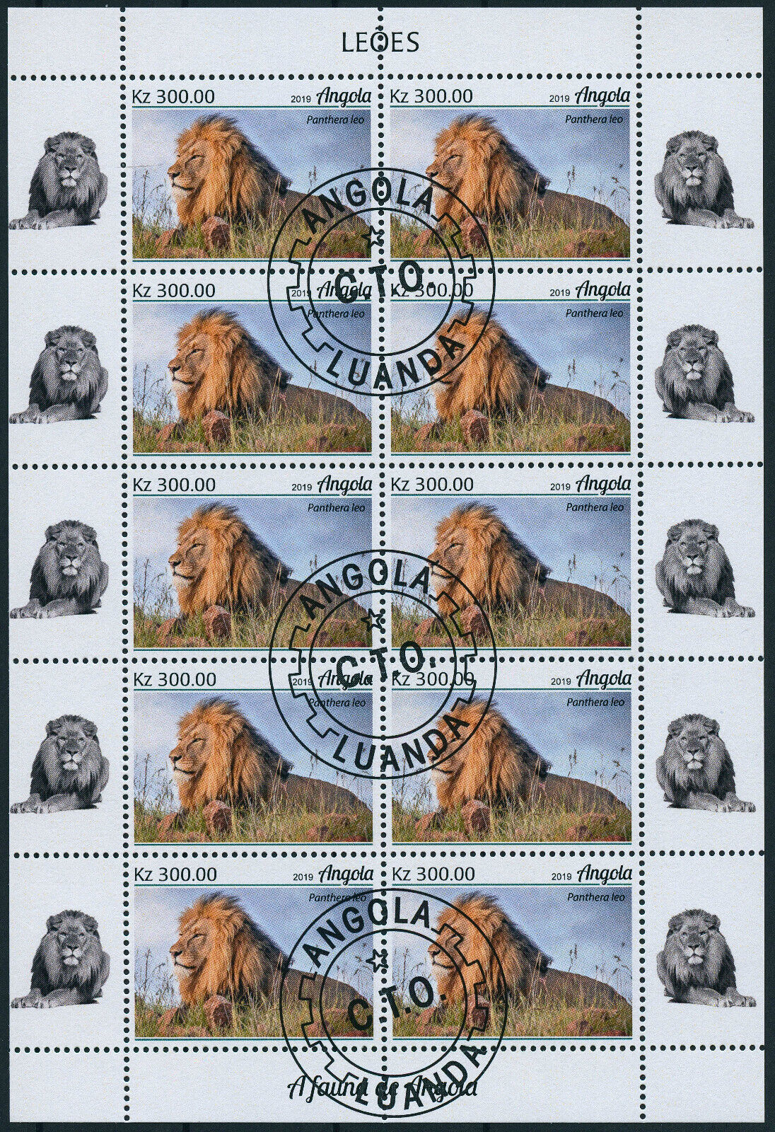 Angola 2019 CTO Wild Animals Stamps Lions Lion Big Cats Fauna 4x 10v M/S