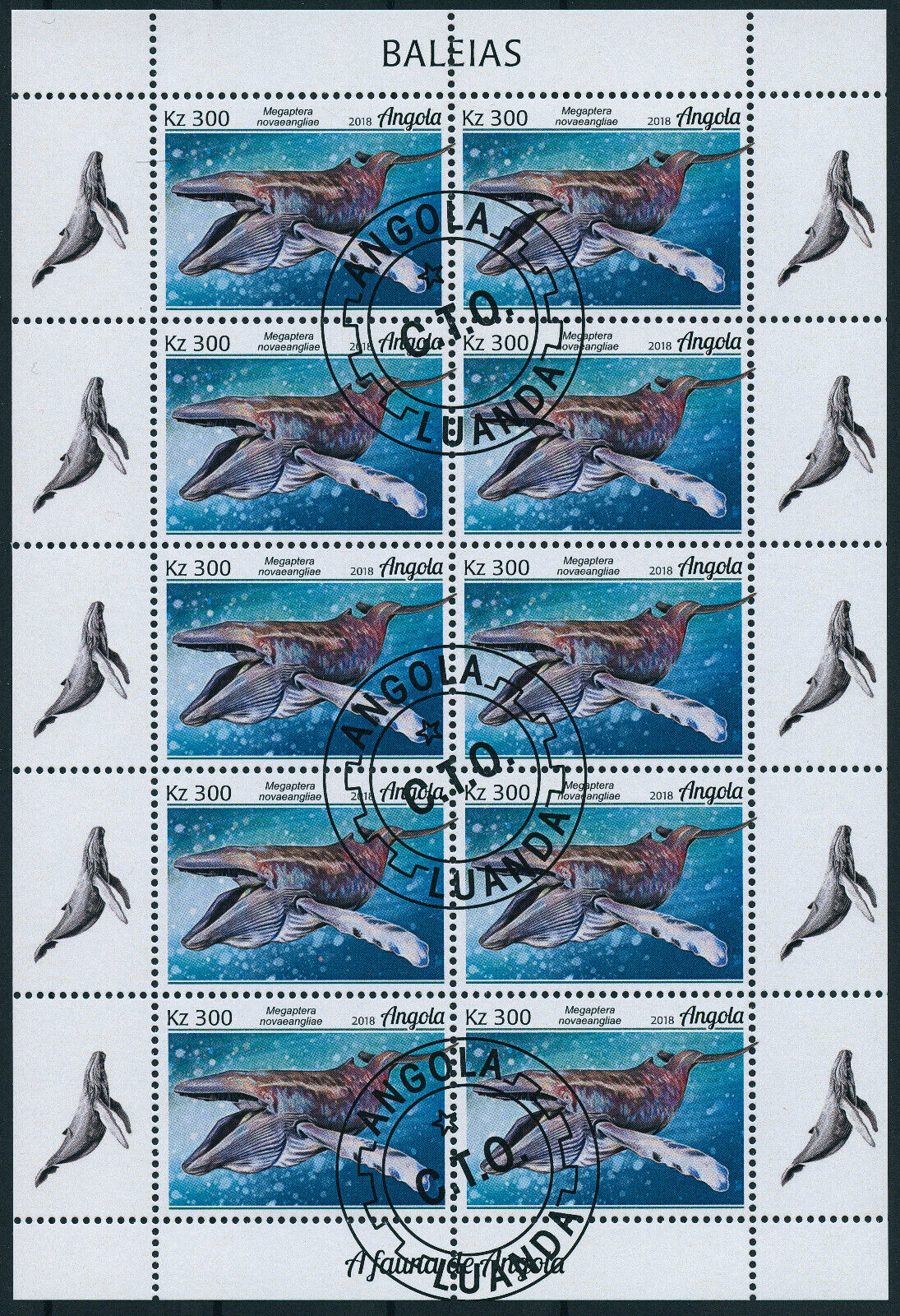 Angola 2018 CTO Marine Animals Stamps Whales Humpback Whale 4x 10v M/S