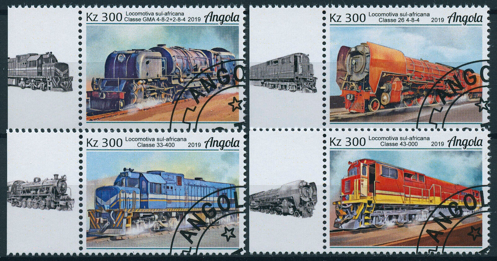Angola 2019 CTO African Trains Stamps Locomotives Railways Rail 4v Set