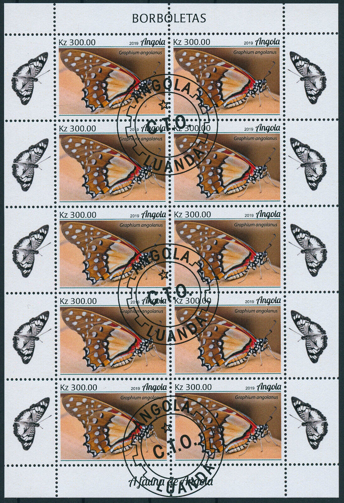 Angola 2019 CTO Butterflies Stamps Swallowtail Graphium Butterfly 4x 10v M/S