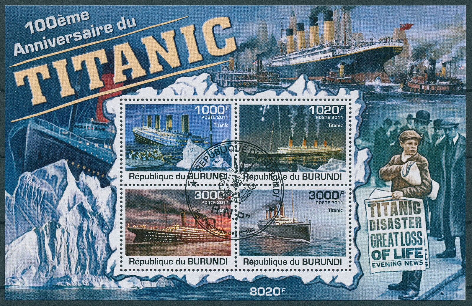 Burundi 2011 CTO Ships Stamps Titanic 100th Anniv Nautical 4v M/S
