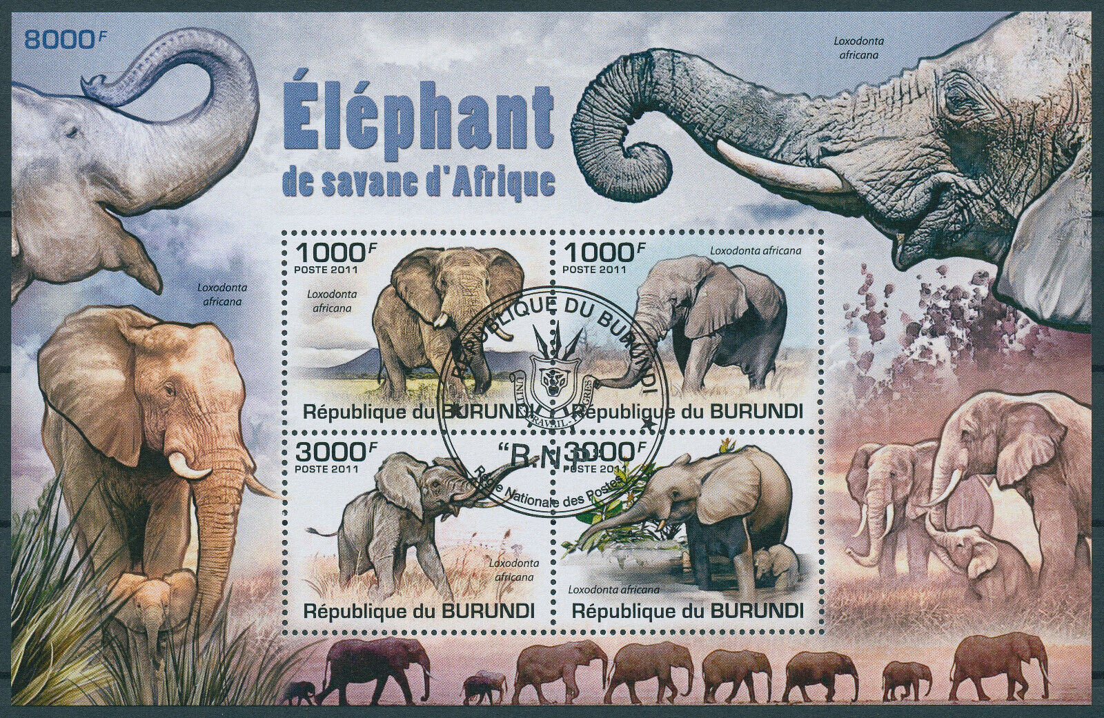 Burundi 2011 CTO Elephants Stamps African Bush Elephant Wild Animals 4v M/S