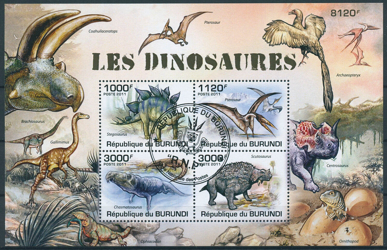 Burundi 2011 CTO Dinosaurs Stamps Prehistoric Animals Stegosaurus 4v M/S