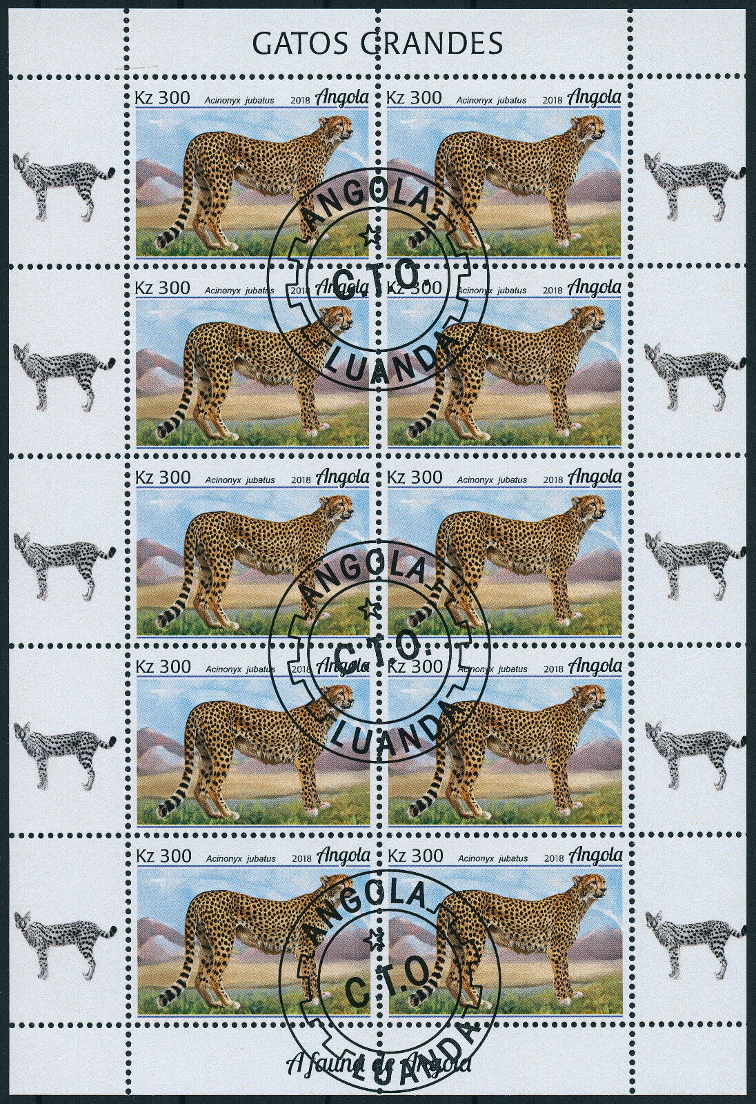 Angola 2018 CTO Wild Animals Stamps Big Cats Lions Cheetah Leopards 4x 10v M/S