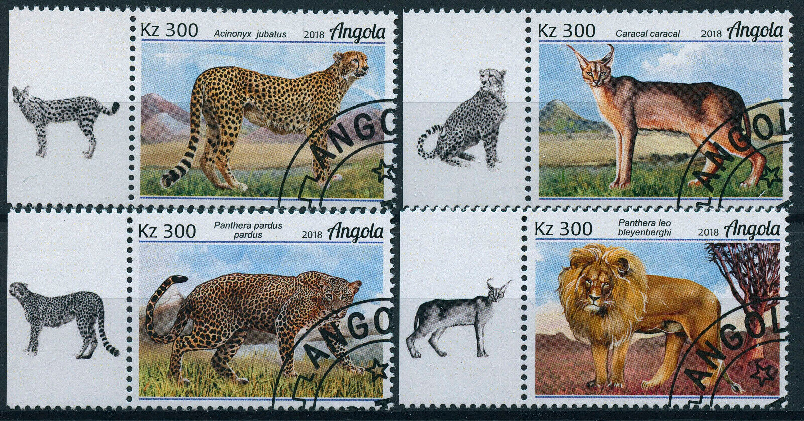 Angola 2018 CTO Wild Animals Stamps Big Cats Lions Cheetah Leopards 4v Set
