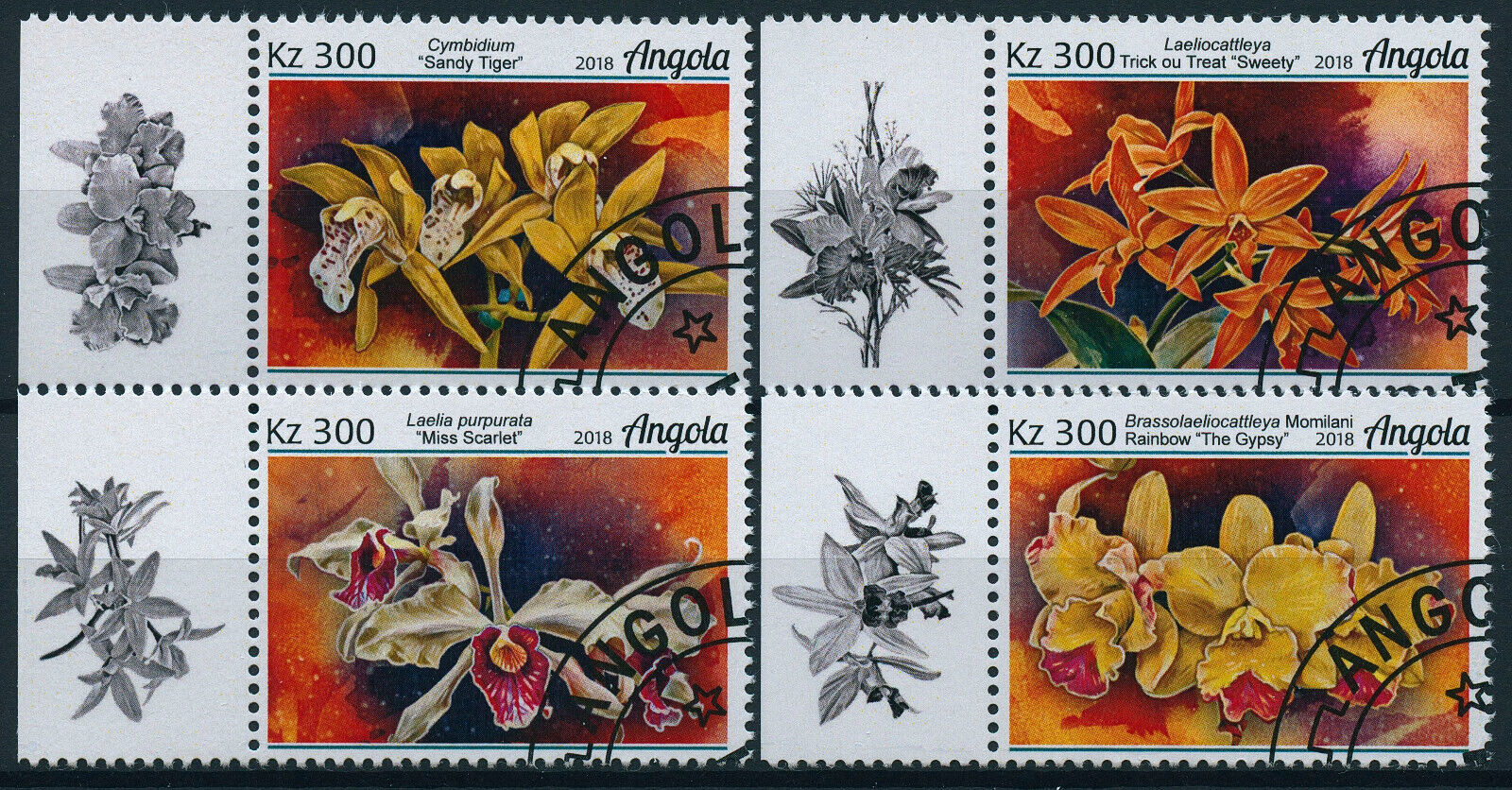 Angola 2018 CTO Flowers Stamps Orchids Cymbidium Orchid Flora Nature 4v Set