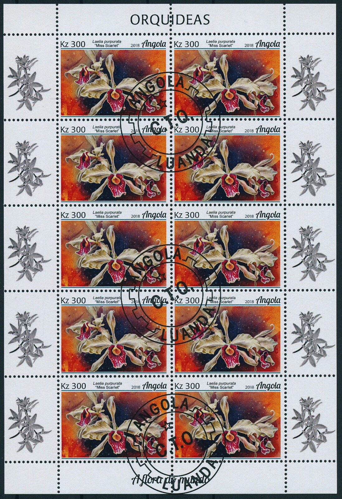 Angola 2018 CTO Flowers Stamps Orchids Cymbidium Orchid Flora Nature 4x 10v M/S