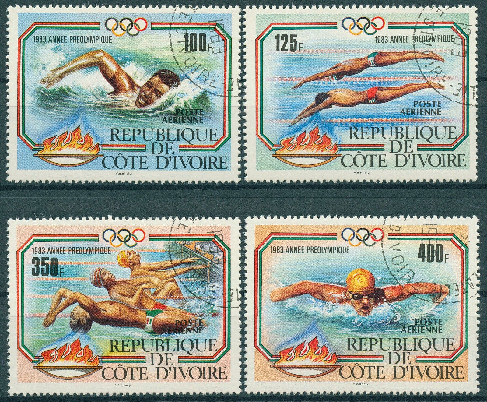 Ivory Coast 1983 CTO Olympics Stamps Pre-Olympic Year Swimming Sports 4v Set