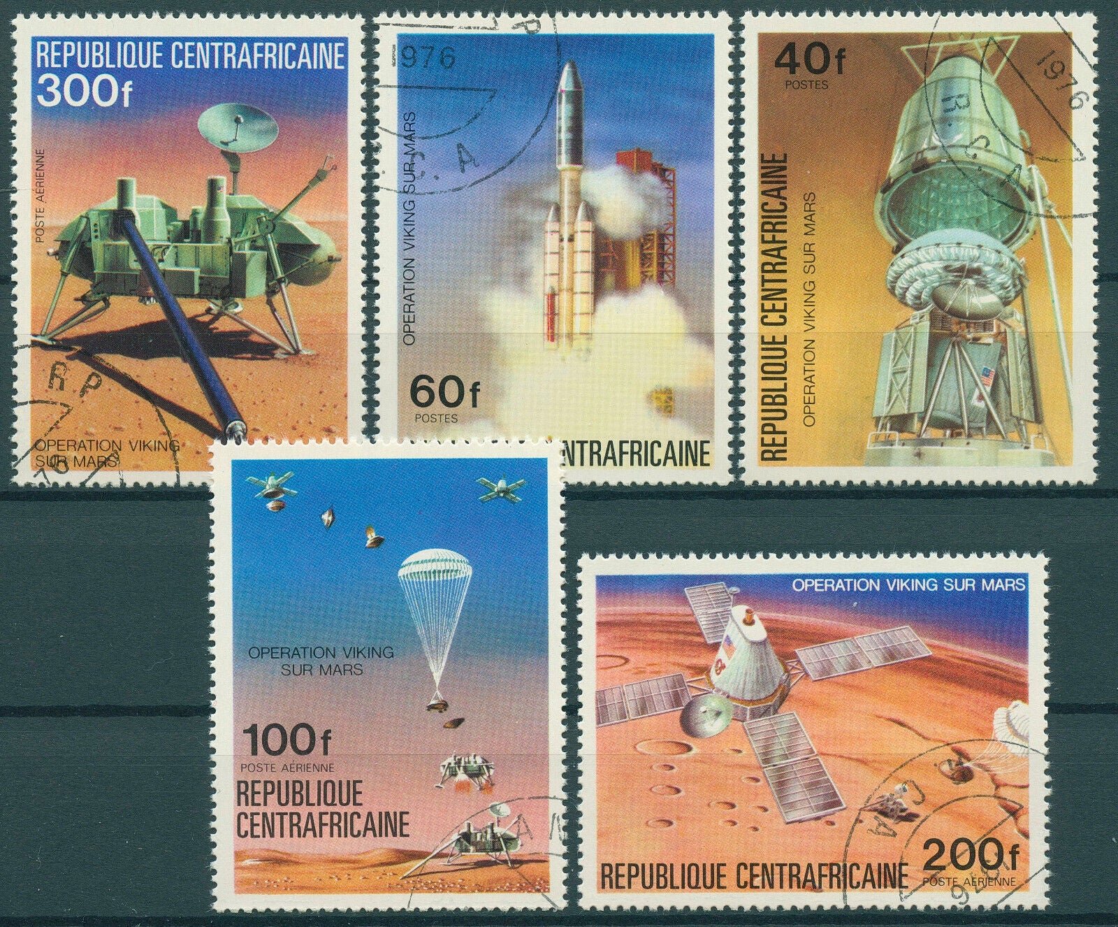 Central African Rep 1976 CTO Space Stamps Operation Viking to Mars 5v Set