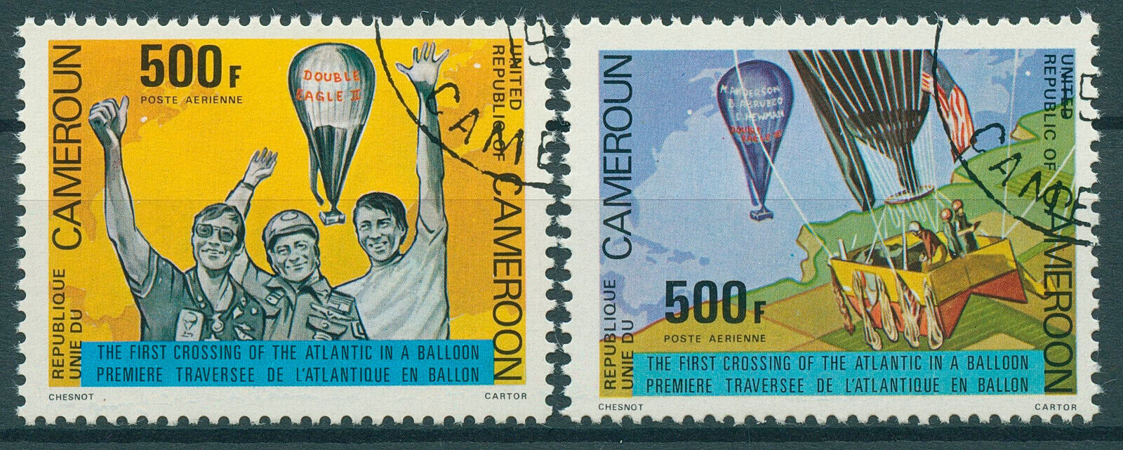 Cameroon 1979 CTO Aviation Stamps Hot Air Balloons 1st Crossing Atlantic 2v Set