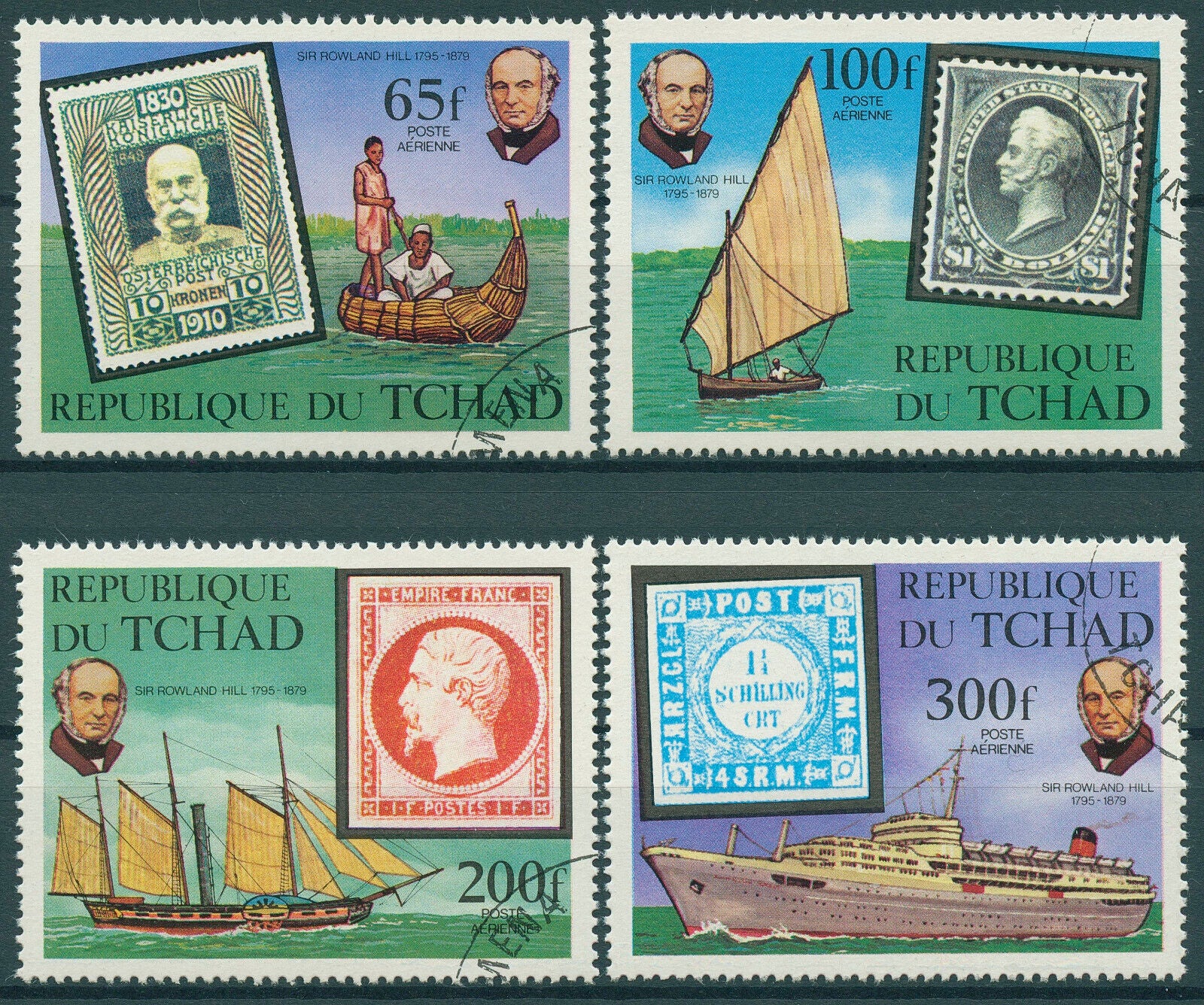 Chad 1979 CTO Ships Stamps Sir Rowland Hill Stamps-on-Stamps Nautical 4v Set