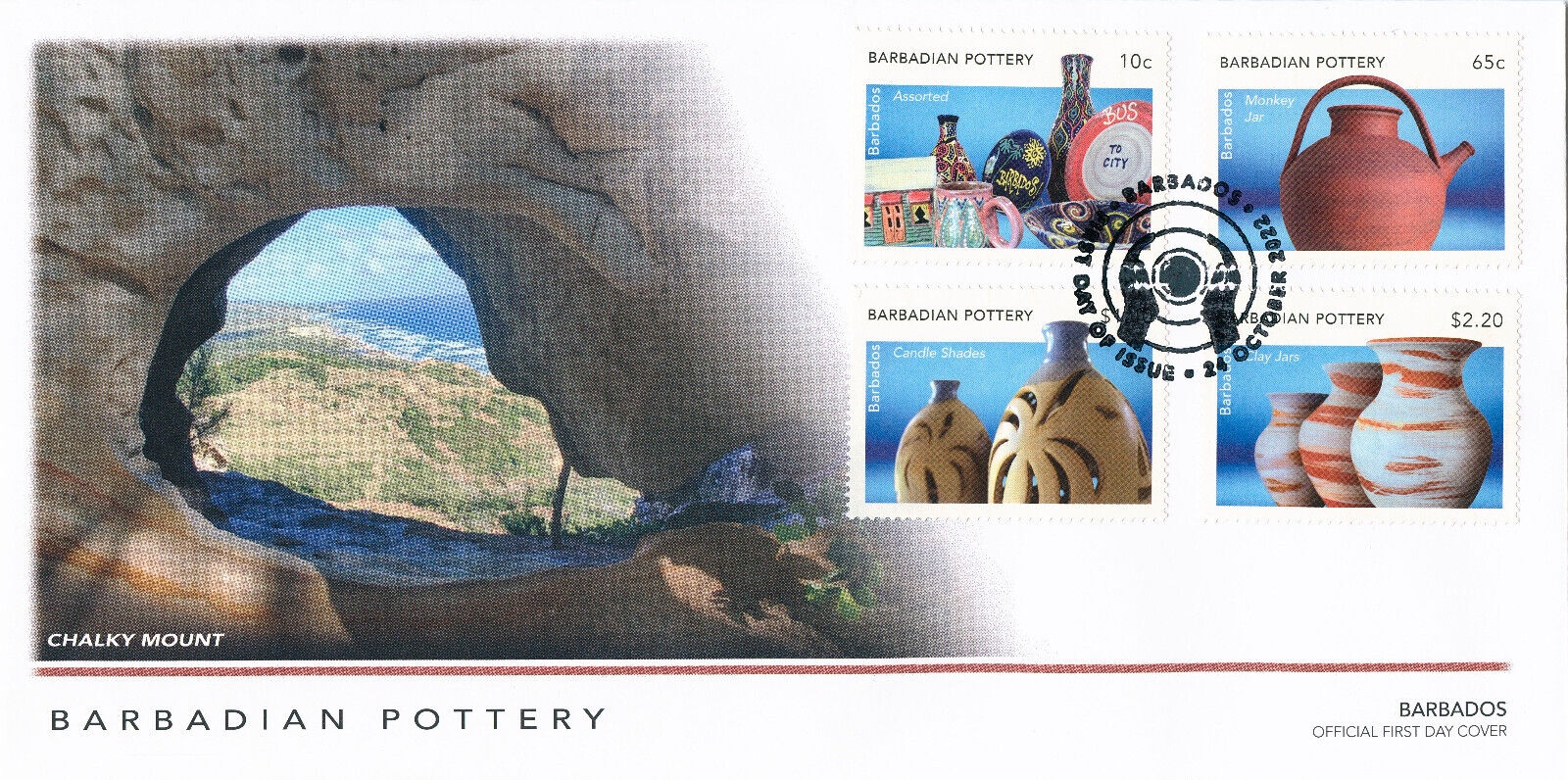 Barbados 2022 FDC Handicrafts Stamps Barbadian Pottery Crafts Monkey Jar 4v Set