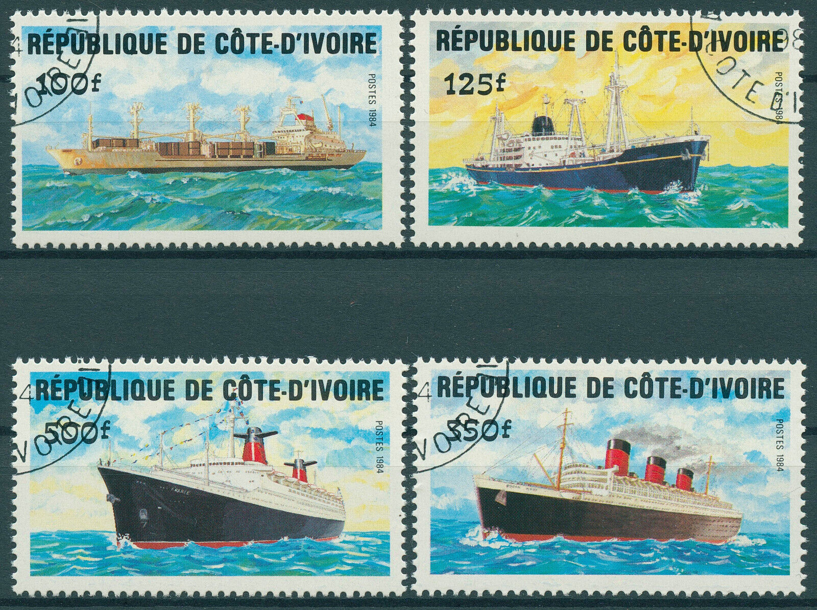 Ivory Coast 1984 CTO Ships Stamps Queen Mary Cargo Liners Nautical 4v Set