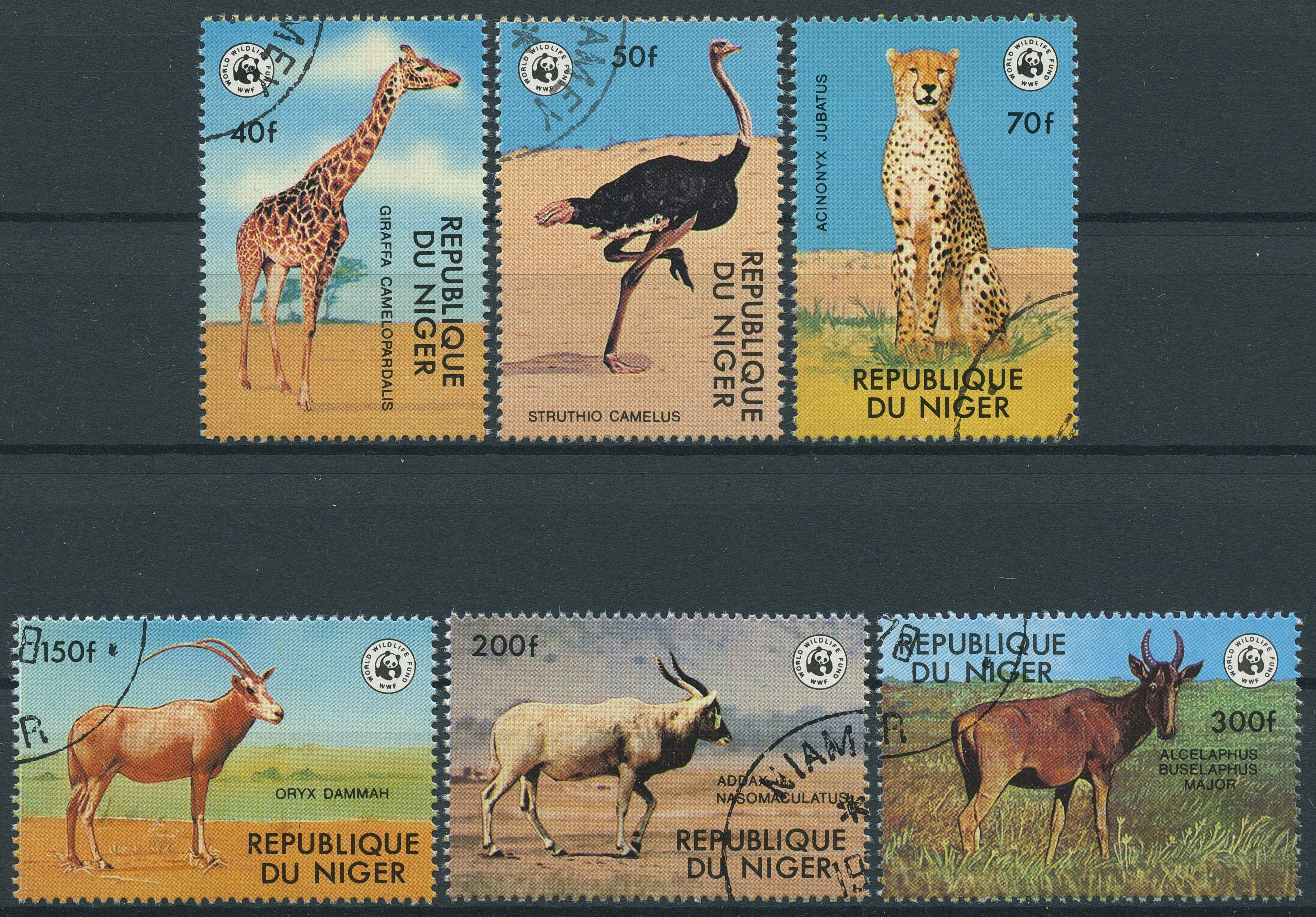 Niger 1978 CTO WWF Stamps Endangered Wild Animals Giraffes Ostrich Oryx 6v Set