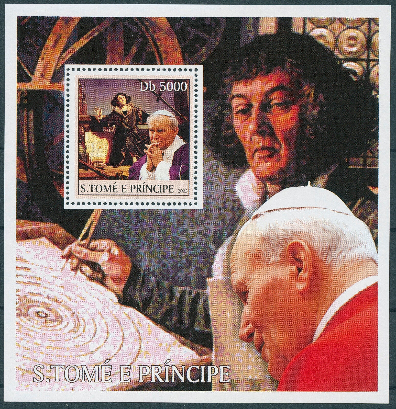 Sao Tome & Principe 2003 MNH Pope John Paul II Stamps Copernicus Science 1v S/S