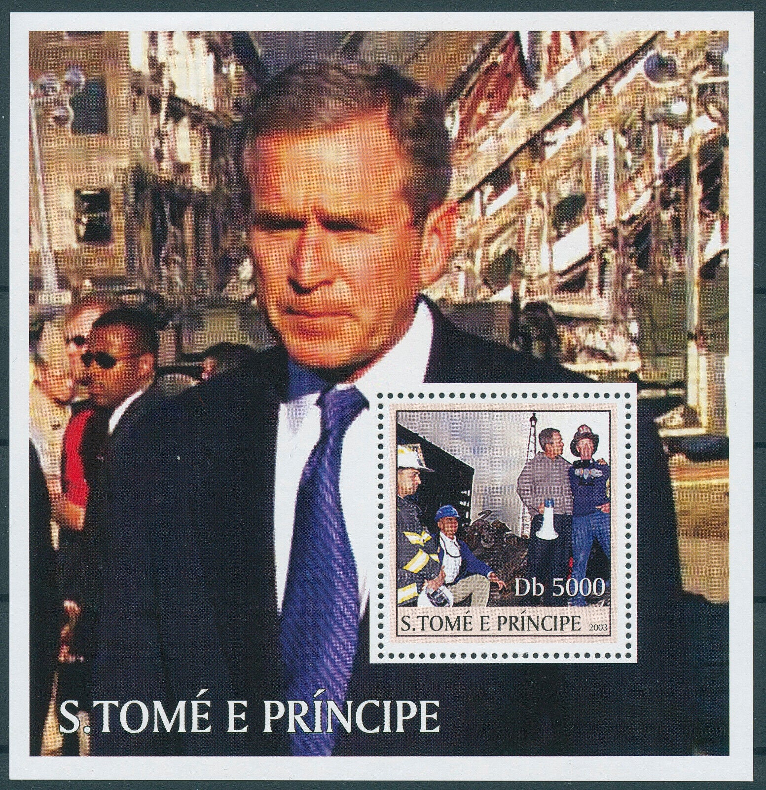 Sao Tome & Principe 2003 MNH US Presidents Stamps George Bush Firefighters 1v S/S