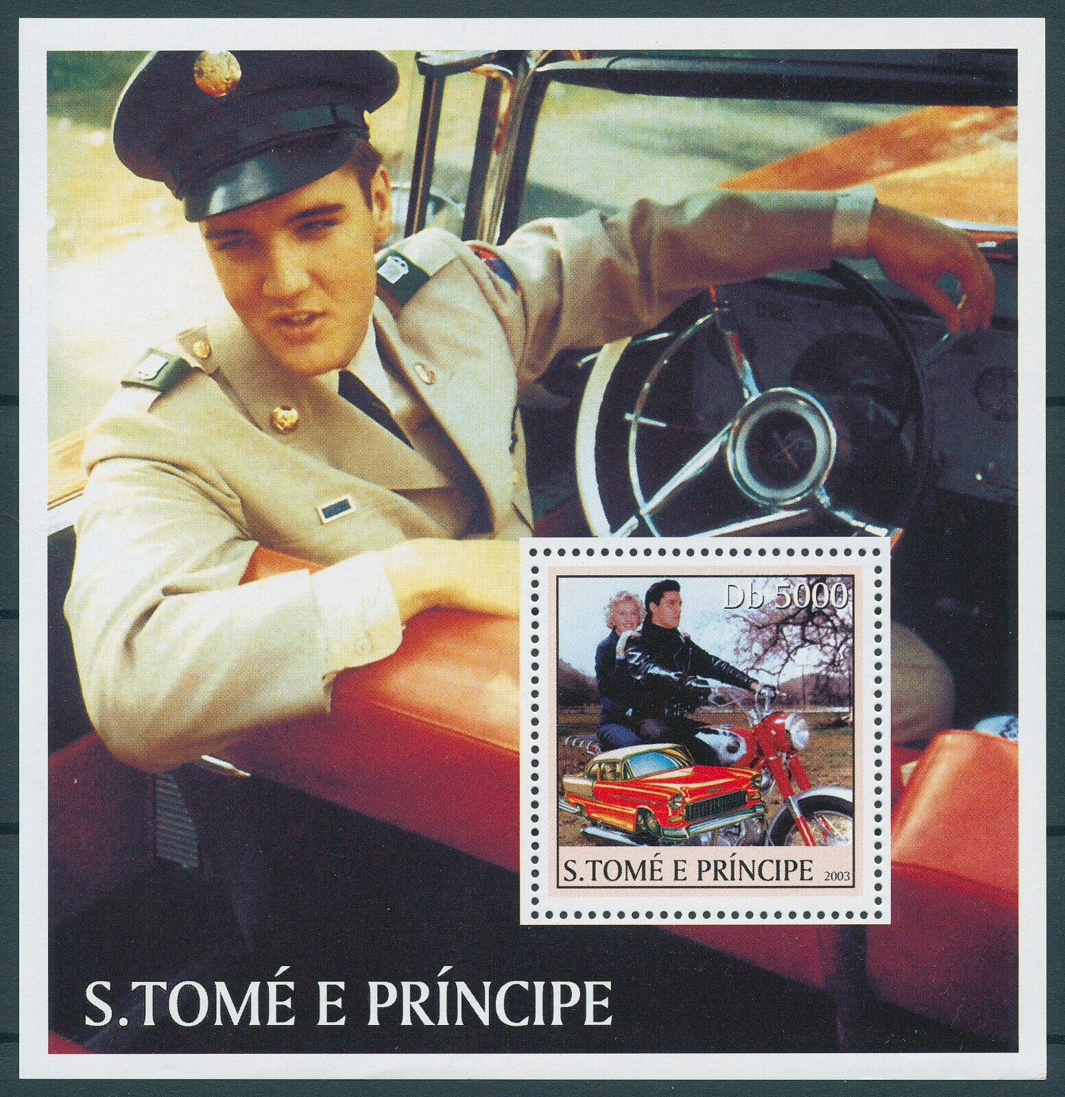 Sao Tome & Principe 2003 MNH Elvis Presley Stamps Motorcycles Cars Music 1v S/S