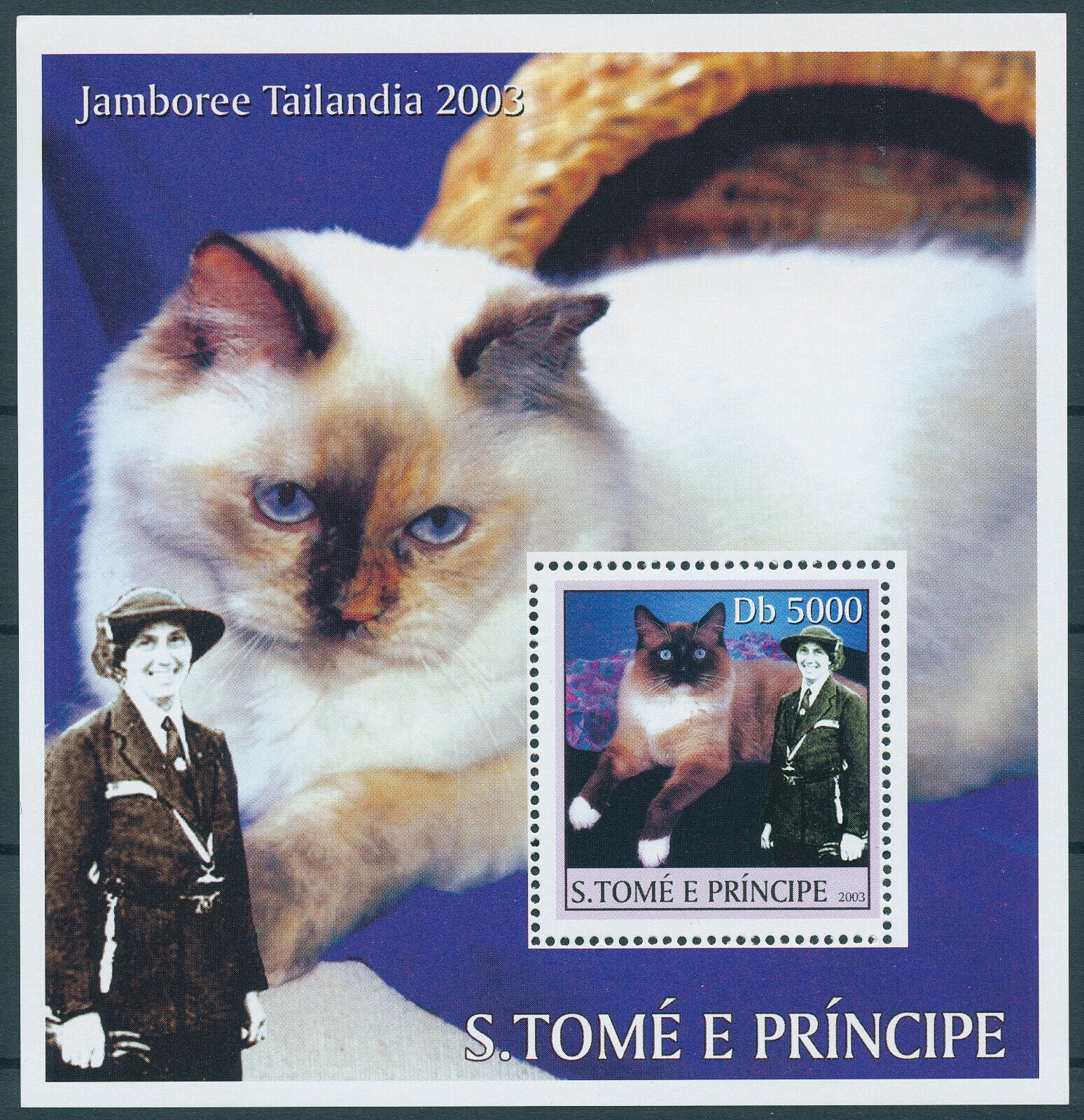 Sao Tome & Principe 2003 MNH Cats Stamps Scouting Ovale Baden-Powell 1v S/S