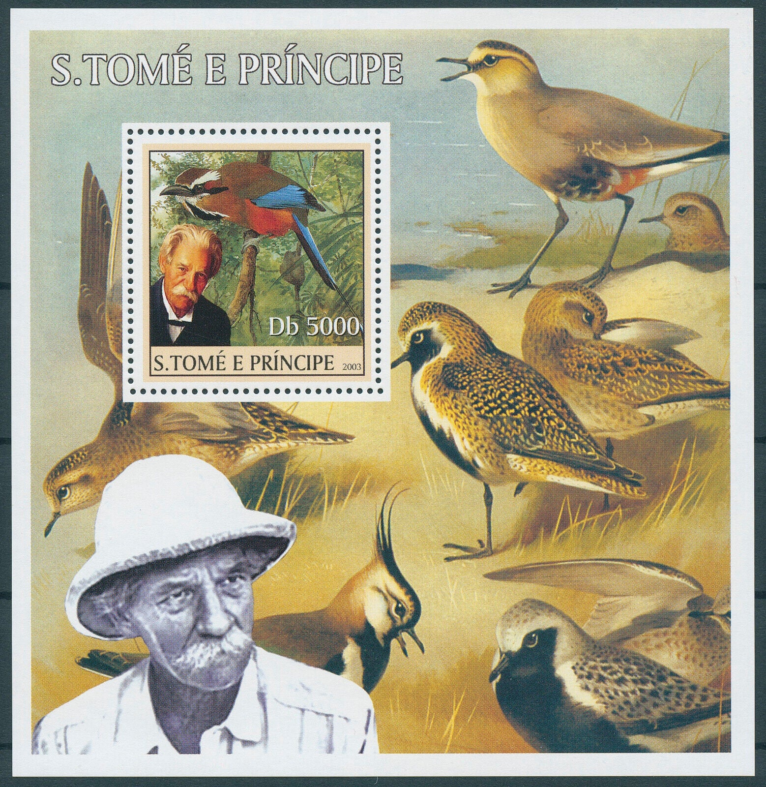 Sao Tome & Principe 2003 MNH Birds on Stamps Albert Schweitzer People 1v S/S