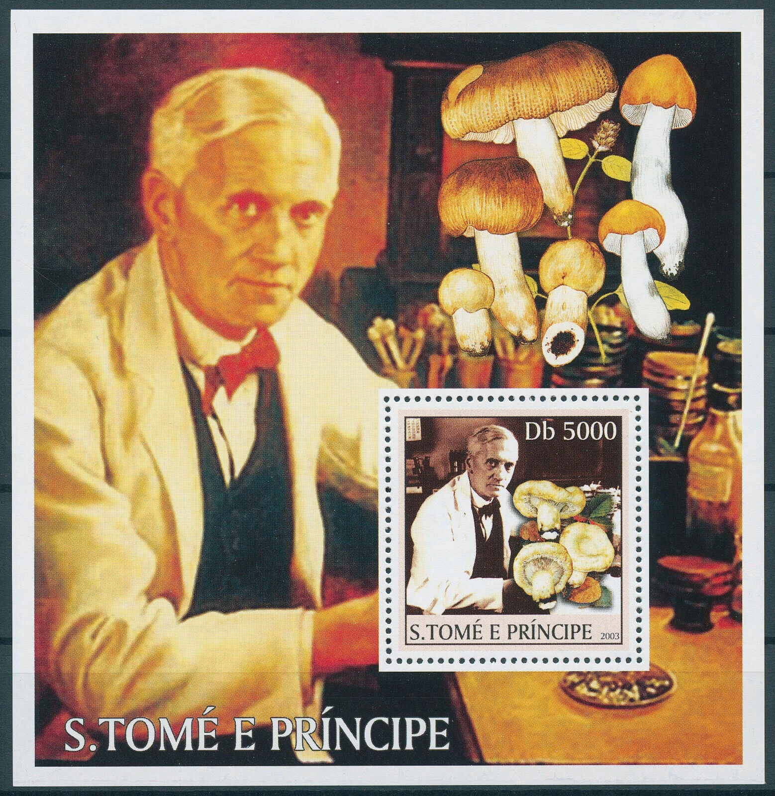 Sao Tome & Principe 2003 MNH Mushrooms Stamps Alexander Fleming Fungi 1v S/S