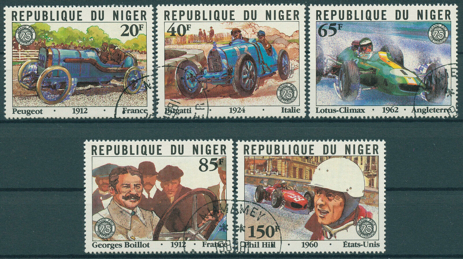Niger 1981 CTO Cars Stamps Grand Prix Peugeot Bugatti Georges Boillot 5v Set