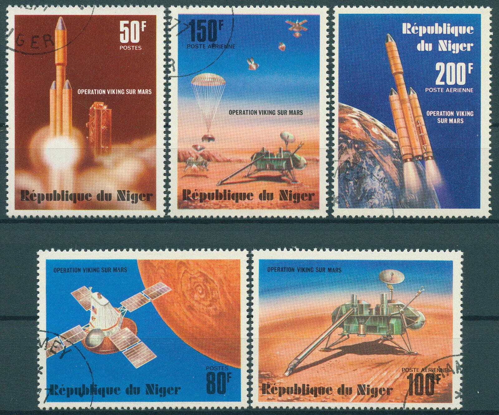 Niger 1976 CTO Space Stamps Viking Mission to Mars Rocket Launch 5v Set
