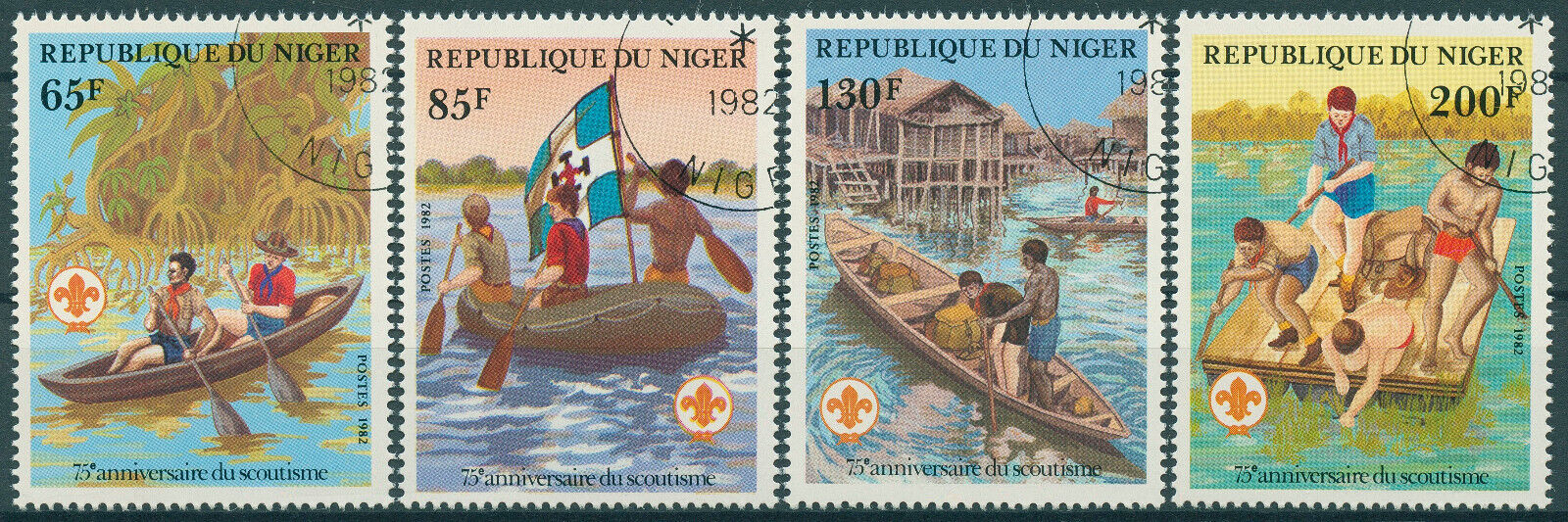 Niger 1982 CTO Scouting Stamps Boy Scouts 75th Anniversary Boats 4v Set