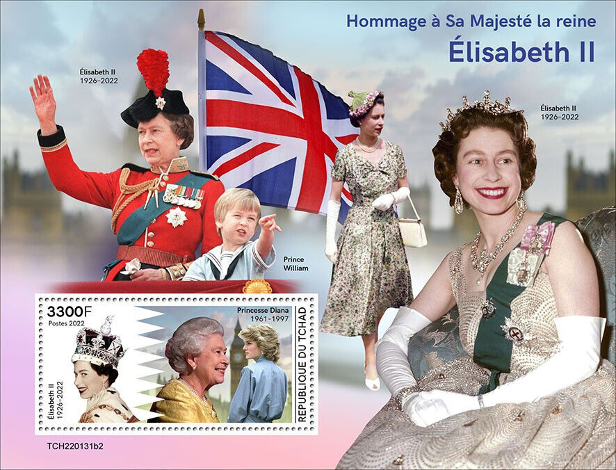 Chad 2022 MNH Royalty Stamps Queen Elizabeth II in Memoriam 1v S/S II
