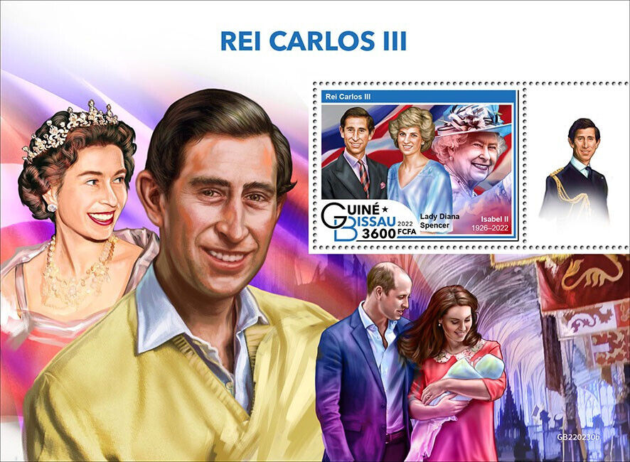 Guinea-Bissau 2022 MNH Royalty Stamps King Charles III Queen Elizabeth II 1v S/S