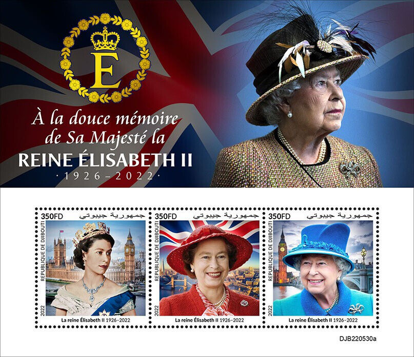 Djibouti 2022 MNH Royalty Stamps Queen Elizabeth II In Memoriam 3v M/S