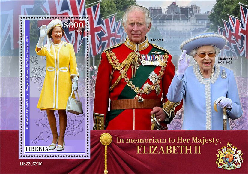 Liberia 2022 MNH Royalty Stamps Queen Elizabeth II In Memoriam 1v S/S I