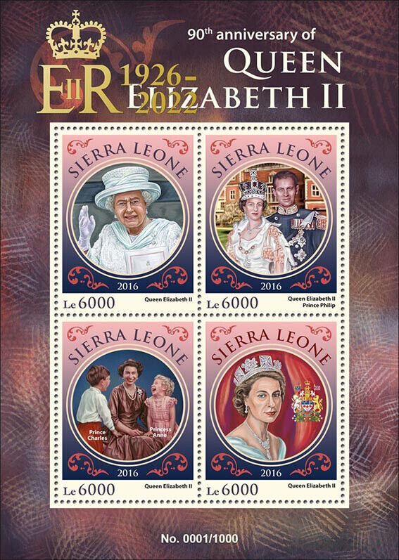Sierra Leone 2022 MNH Royalty Stamps Queen Elizabeth II 1926-2022 OVPT 4v M/S
