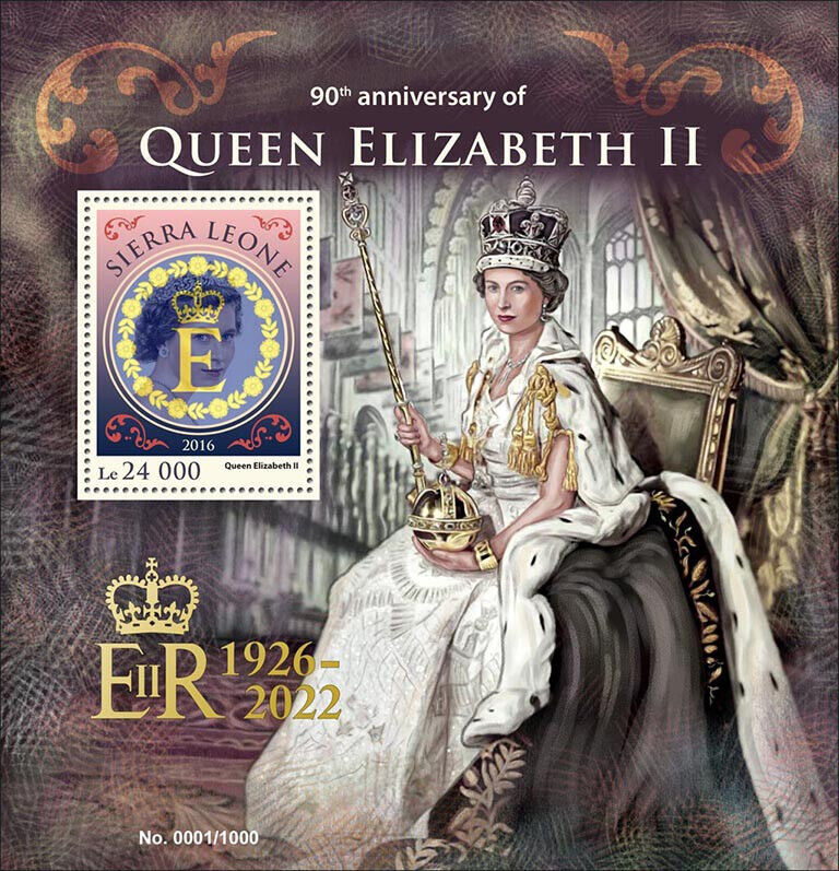 Sierra Leone 2022 MNH Royalty Stamps Queen Elizabeth II 1926-2022 OVPT 1v S/S