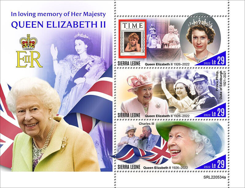 Sierra Leone 2022 MNH Royalty Stamps Queen Elizabeth II In Loving Memory 3v M/S