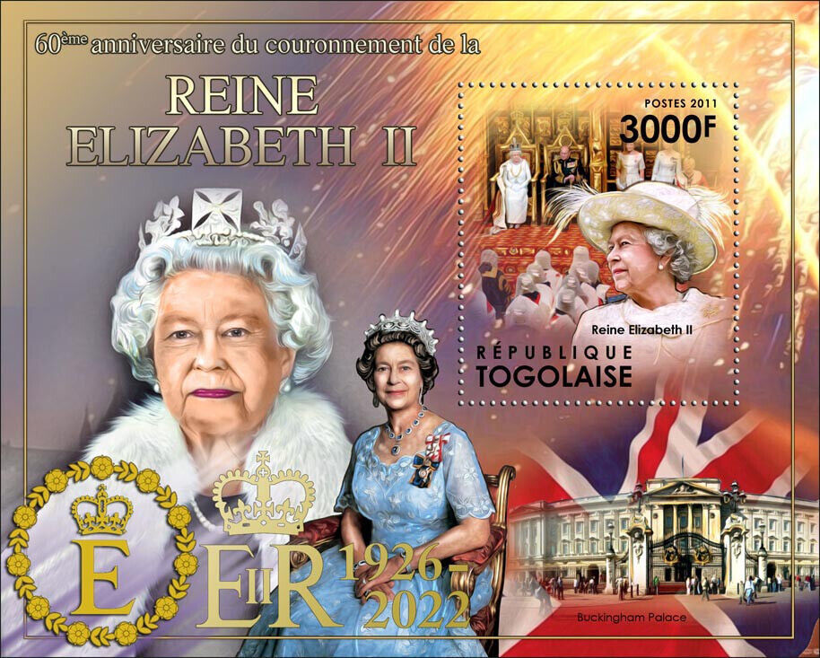 Togo 2022 MNH Royalty Stamps Queen Elizabeth II 1926-2022 OVPT Tribute 1v S/S I