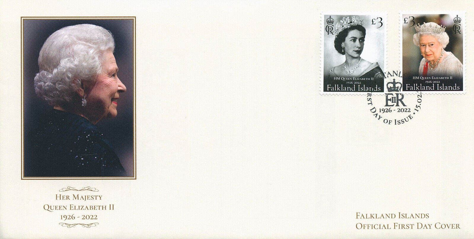 Falkland Islands 2023 FDC Royalty Stamps Queen Elizabeth II Memorial 2v Set