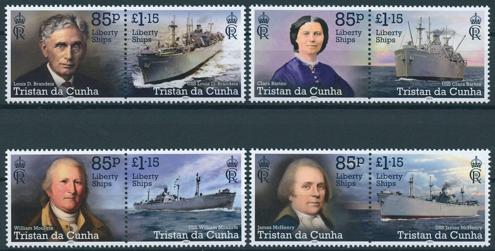 Tristan da Cunha 2023 MNH Liberty Ships Stamps WWII Nautical Clara Barton 8v Set