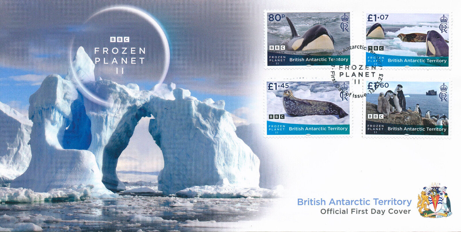 BAT 2023 FDC Marine Animals Stamps BBC Frozen Planet II Penguins Whales 4v Set