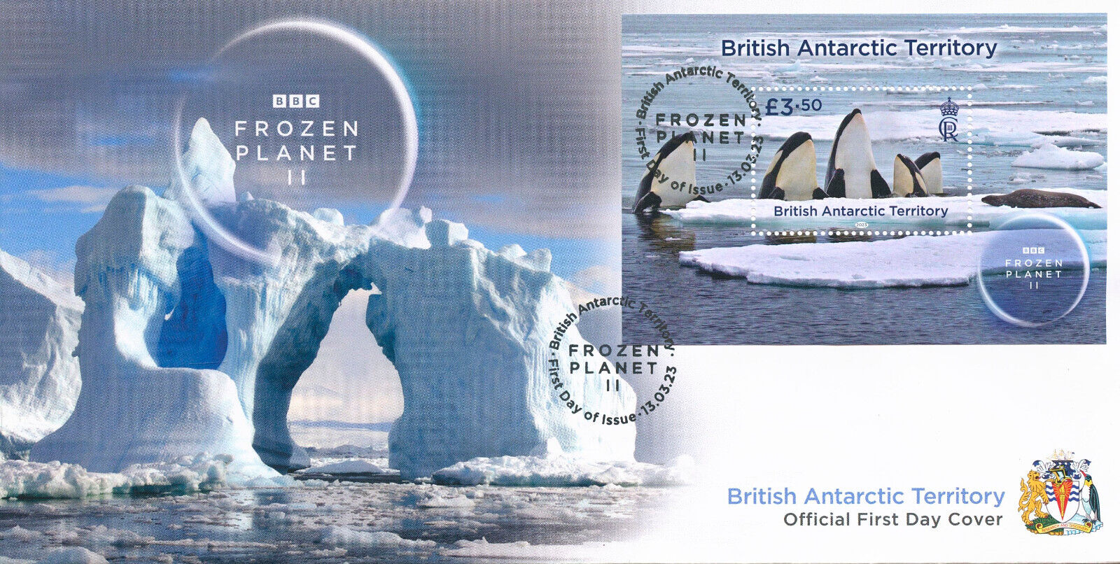BAT 2023 FDC Marine Animals Stamps BBC Frozen Planet II Killer Whales 1v M/S