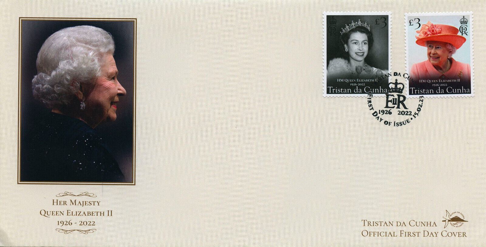 Tristan da Cunha 2023 FDC Royalty Stamps Queen Elizabeth II Memorial 2v Set