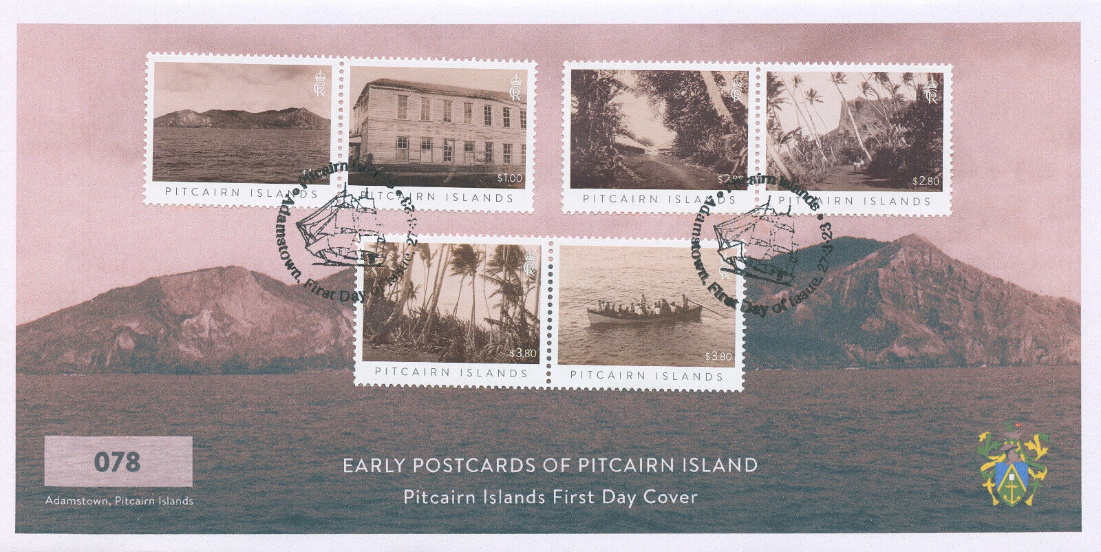 Pitcairn Islands 2023 FDC Landscapes Stamps Early Postcards of Pitcairn 6v Set