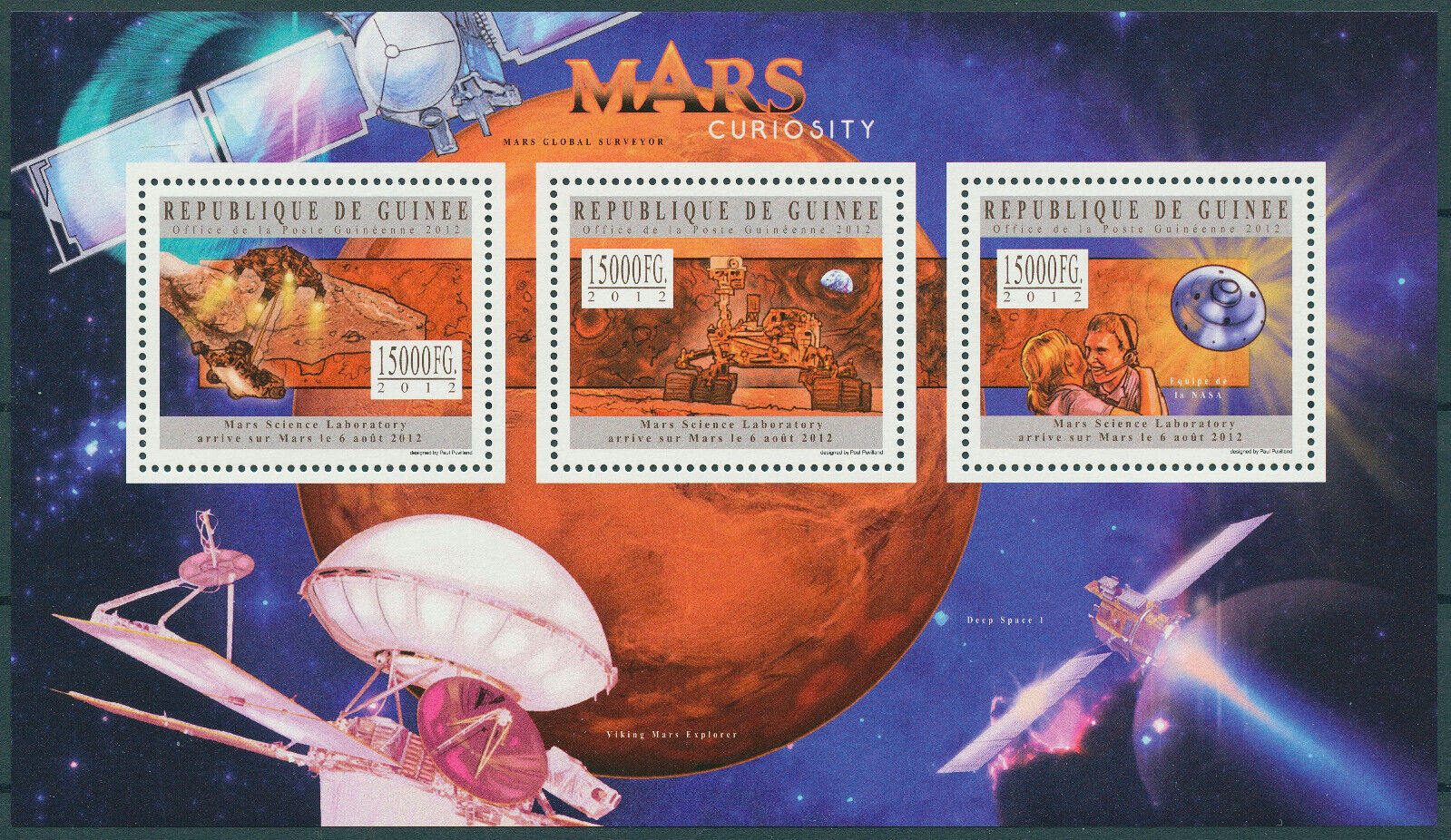 Guinea 2012 MNH Space Stamps Mars Science Laboratory Curiosity 3v M/S