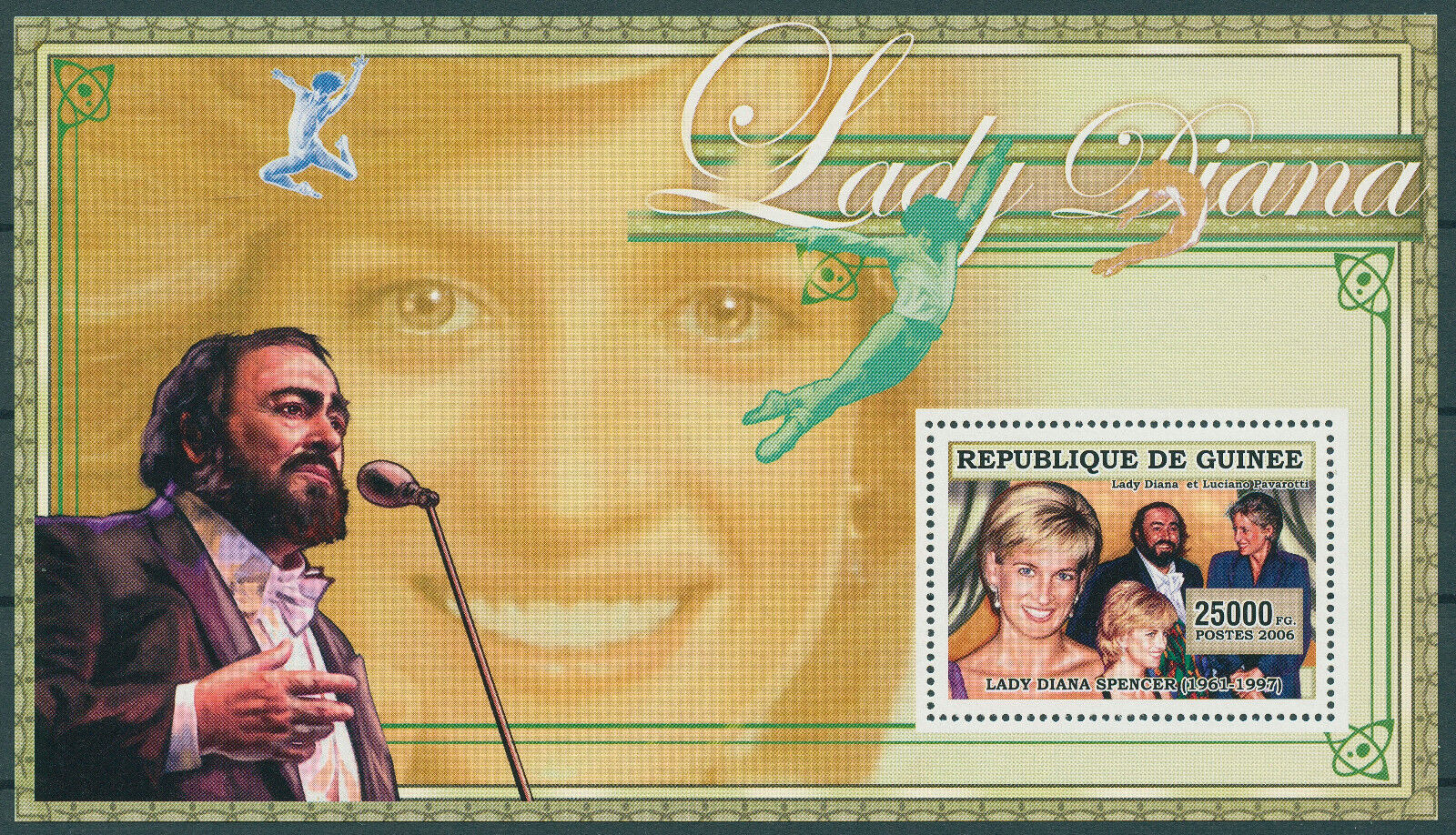 Guinea 2006 MNH Royalty Stamps Princess Diana Pavarotti Opera Singers 1v S/S III