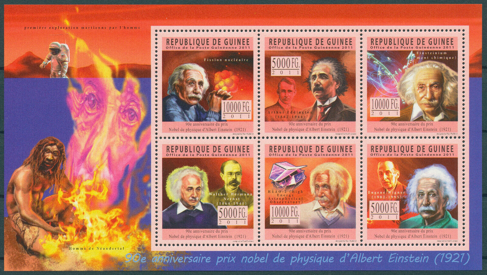 Guinea 2011 MNH Science Stamps Albert Einstein Nobel Prize Physics 6v M/S
