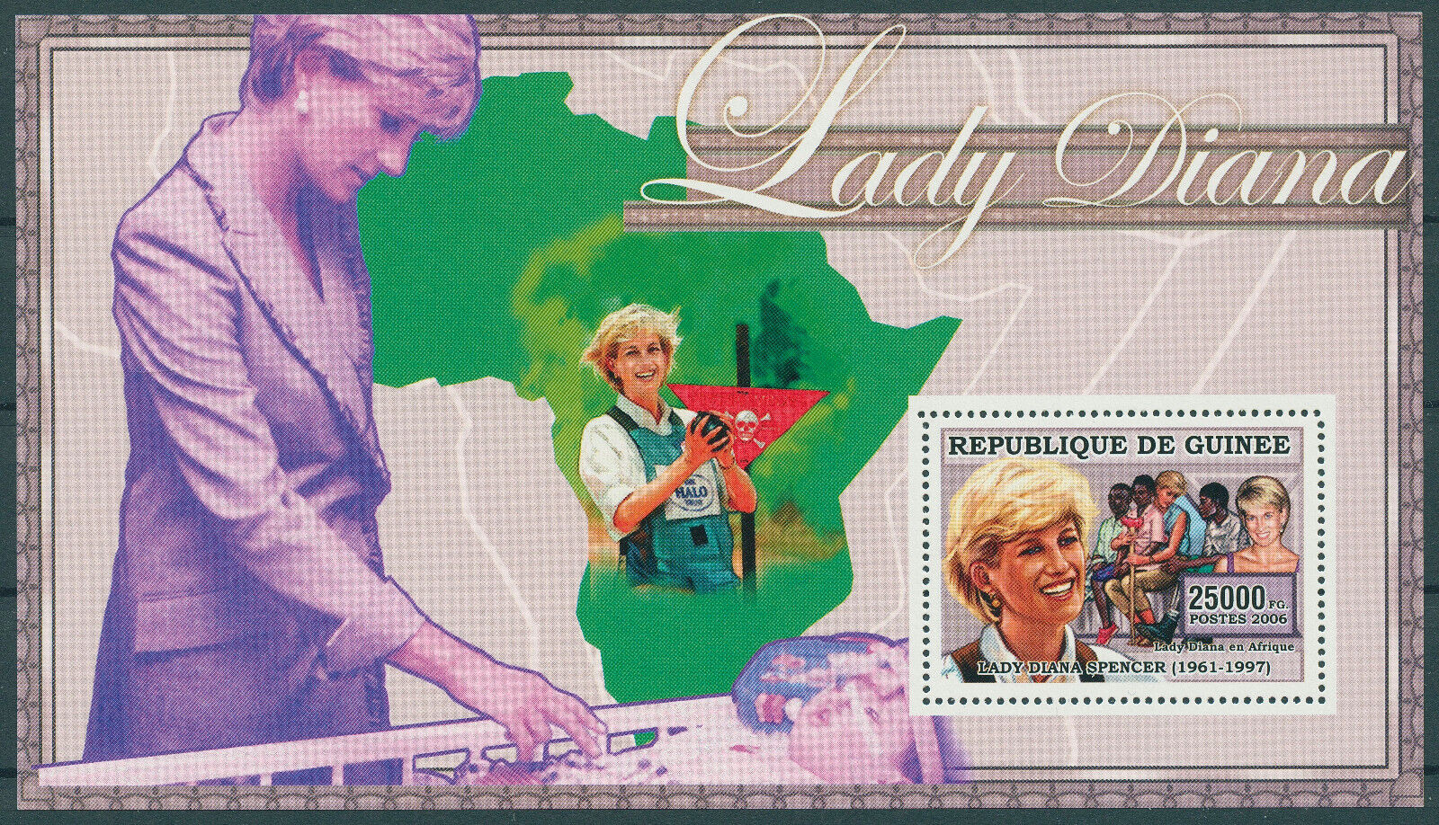 Guinea 2006 MNH Royalty Stamps Princess Diana in Africa 1v S/S II