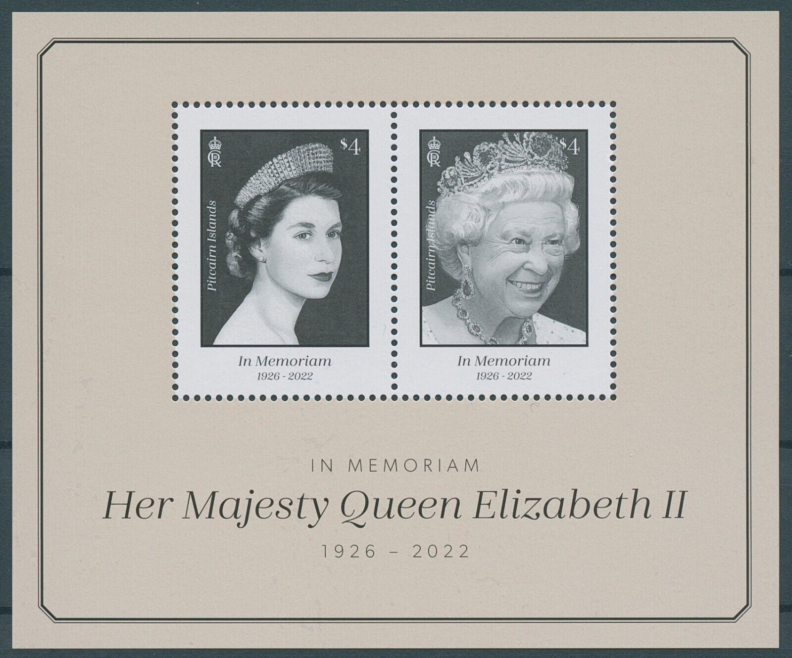 Pitcairn Islands 2023 MNH Royalty Stamps Queen Elizabeth II in Memoriam 2v M/S