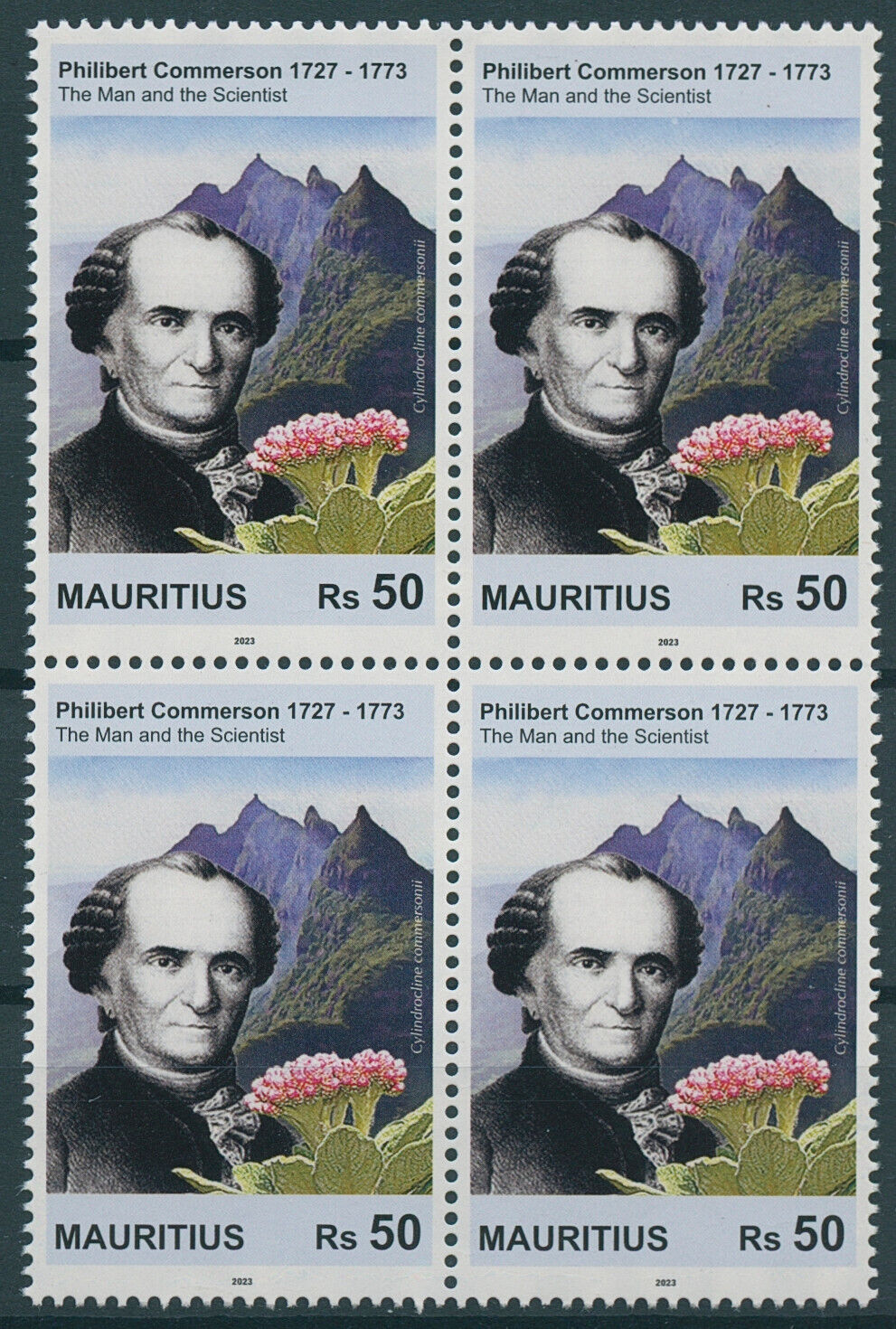 Mauritius 2023 MNH Flowers Stamps Philibert Commerson French Naturalist Nature 4v Block