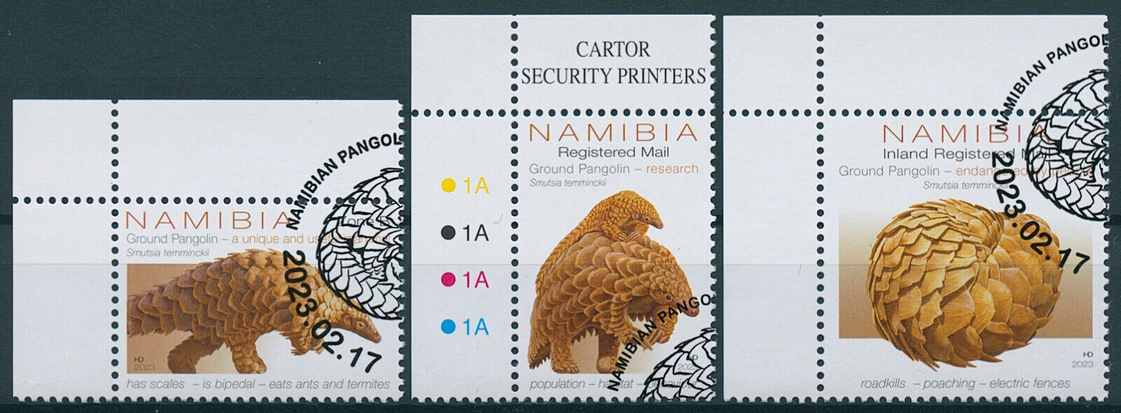 Namibia 2023 CTO Wild Animals Stamps Pangolins Ground Pangolin 3v Set