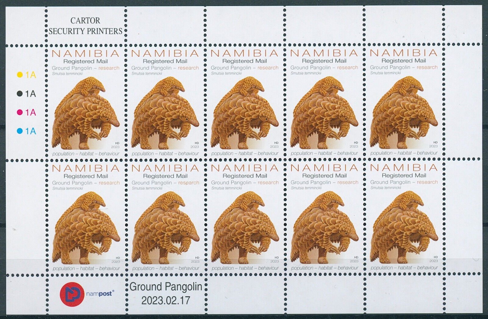 Namibia 2023 MNH Wild Animals Stamps Pangolins Ground Pangolin 3x Full Sheets